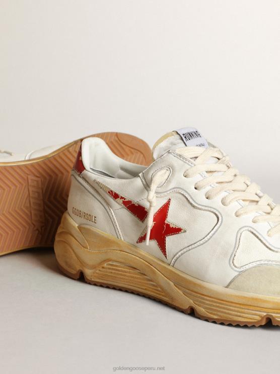 FDVPX541 Golden Goose hombres Deportivas suela running con estrella y refuerzo en el talón de piel con estampado digital rojo