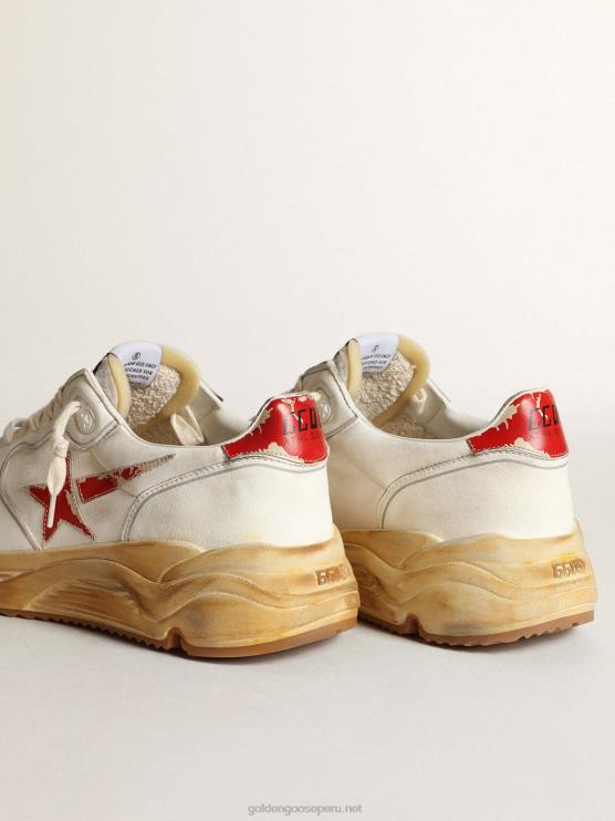 FDVPX541 Golden Goose hombres Deportivas suela running con estrella y refuerzo en el talón de piel con estampado digital rojo