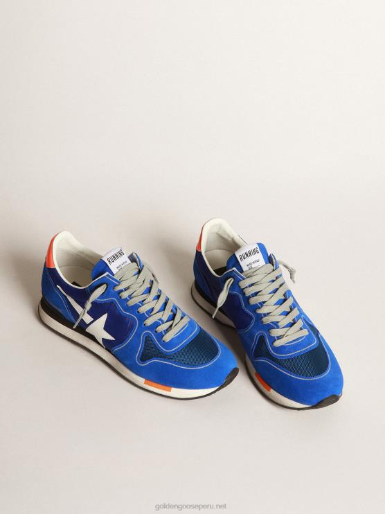 FDVPX583 Golden Goose hombres zapatillas running azul eléctrico con estrella blanca