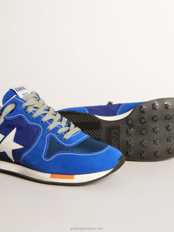 FDVPX583 Golden Goose hombres zapatillas running azul eléctrico con estrella blanca
