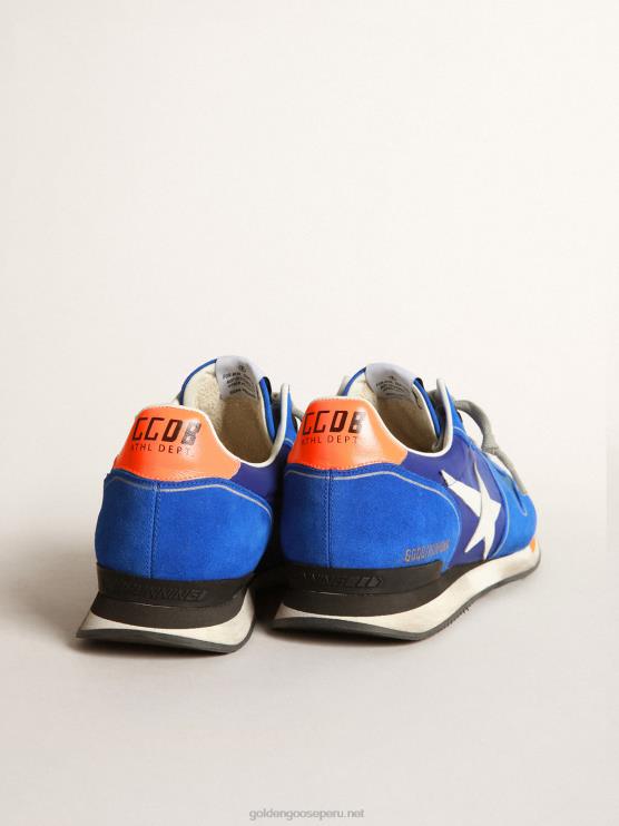 FDVPX583 Golden Goose hombres zapatillas running azul eléctrico con estrella blanca