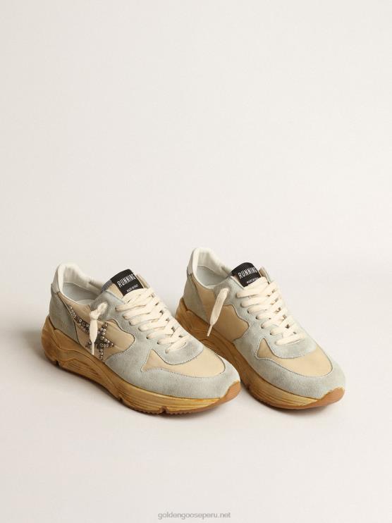 FDVPX625 Golden Goose hombres suela de running gris hielo con estrella de ante con tachuelas