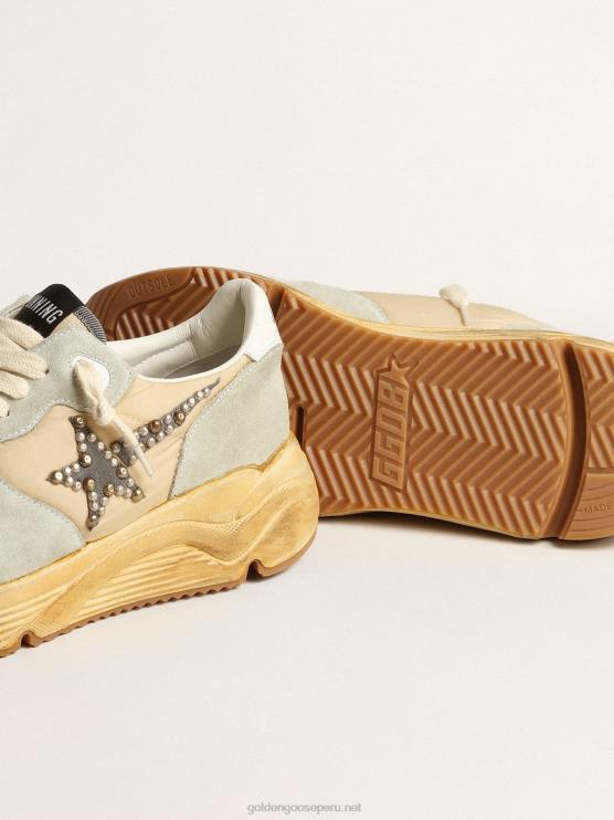 FDVPX625 Golden Goose hombres suela de running gris hielo con estrella de ante con tachuelas