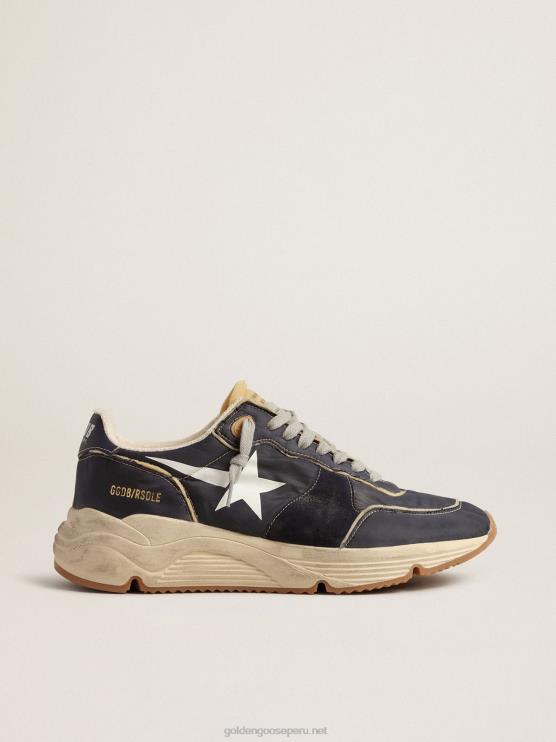FDVPX652 Golden Goose hombres suela de running de nailon azul con estrella blanca estampada