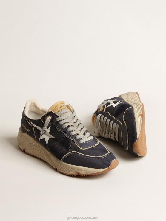 FDVPX652 Golden Goose hombres suela de running de nailon azul con estrella blanca estampada