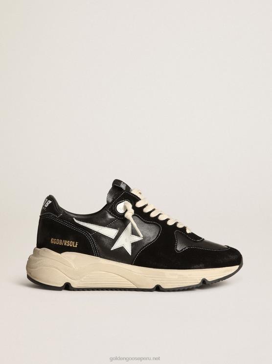 FDVPX656 Golden Goose hombres suela de running de napa negra y ante con estrella blanca