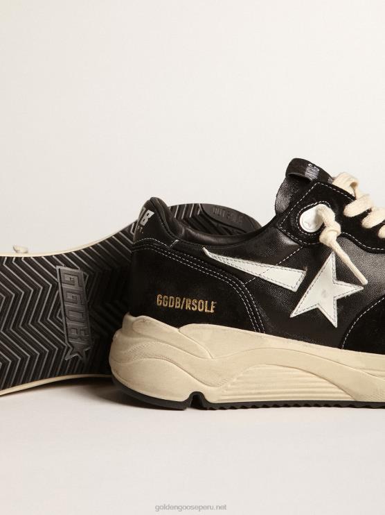 FDVPX656 Golden Goose hombres suela de running de napa negra y ante con estrella blanca