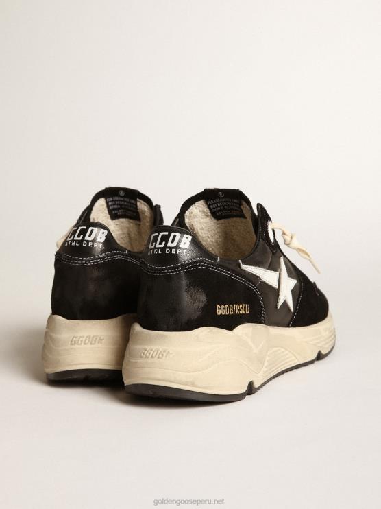 FDVPX656 Golden Goose hombres suela de running de napa negra y ante con estrella blanca