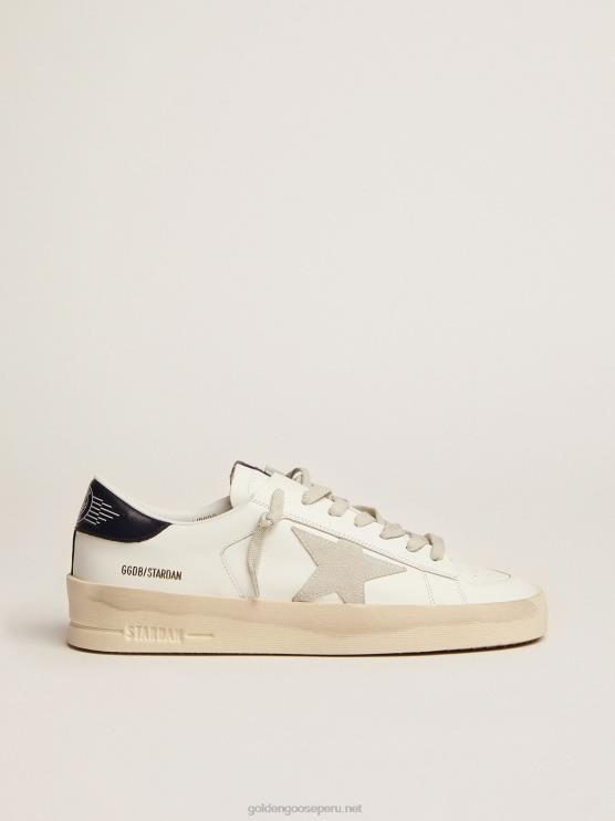 FDVPX509 Golden Goose hombres zapatillas stardan con estrella de ante gris hielo y refuerzo del talón de piel negra brillante