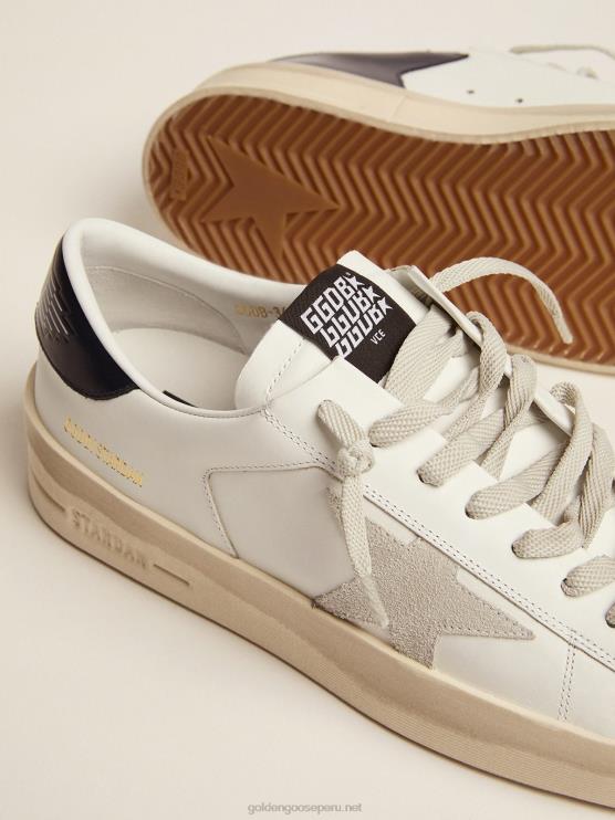FDVPX509 Golden Goose hombres zapatillas stardan con estrella de ante gris hielo y refuerzo del talón de piel negra brillante