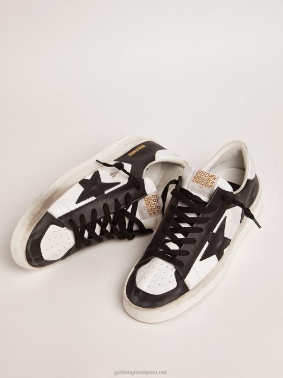 FDVPX569 Golden Goose hombres zapatillas stardan de piel en blanco y negro
