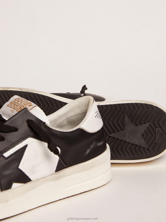 FDVPX569 Golden Goose hombres zapatillas stardan de piel en blanco y negro