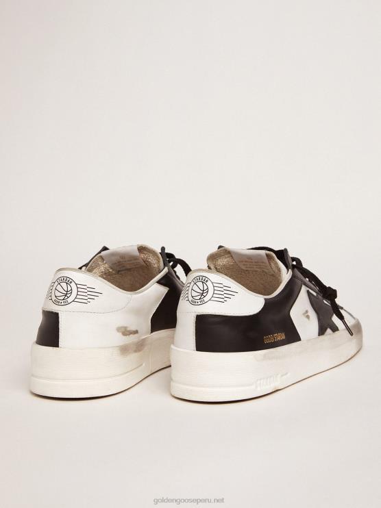 FDVPX569 Golden Goose hombres zapatillas stardan de piel en blanco y negro