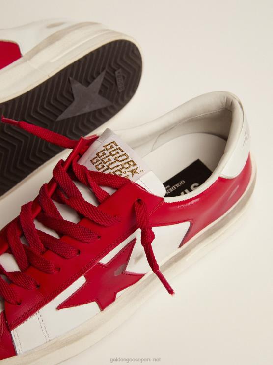 FDVPX586 Golden Goose hombres zapatillas stardan de piel roja y blanca