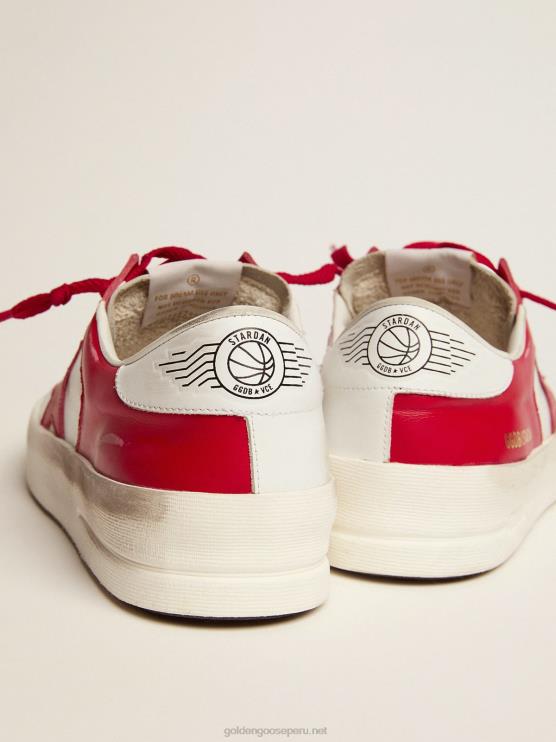 FDVPX586 Golden Goose hombres zapatillas stardan de piel roja y blanca