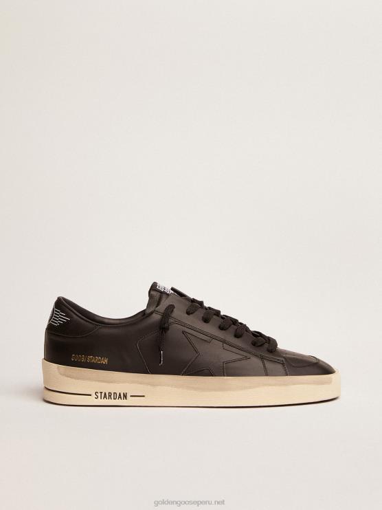 FDVPX595 Golden Goose hombres zapatillas stardan de piel total black con acabado vintage