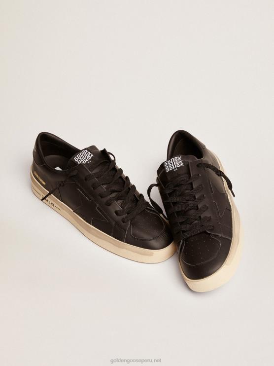 FDVPX595 Golden Goose hombres zapatillas stardan de piel total black con acabado vintage