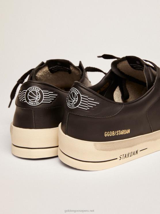 FDVPX595 Golden Goose hombres zapatillas stardan de piel total black con acabado vintage