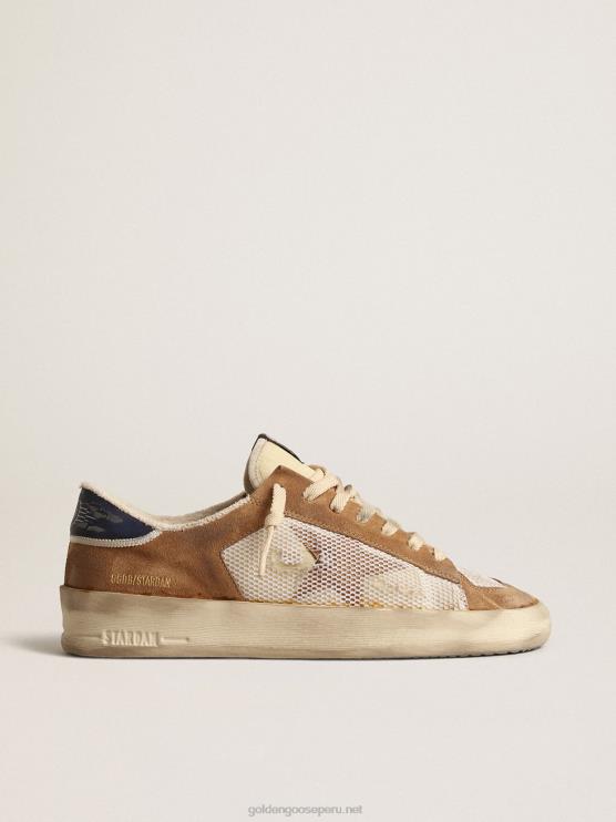 FDVPX604 Golden Goose hombres stardan de nailon y malla beige con inserciones de ante color tabaco