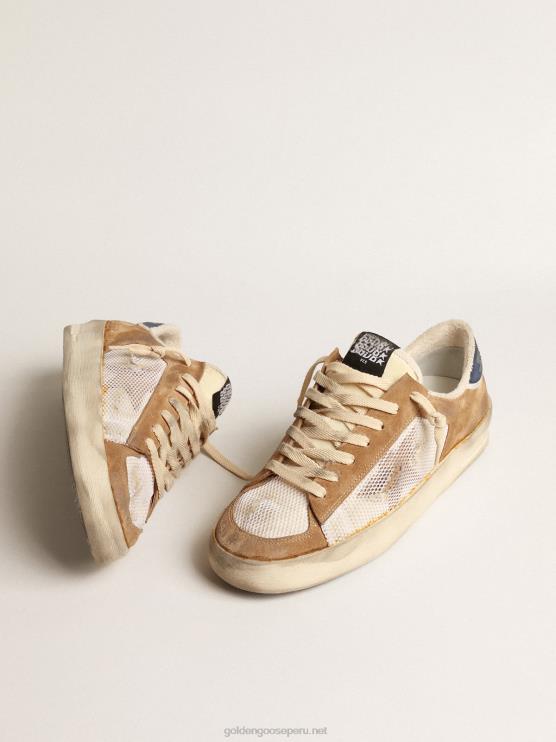 FDVPX604 Golden Goose hombres stardan de nailon y malla beige con inserciones de ante color tabaco