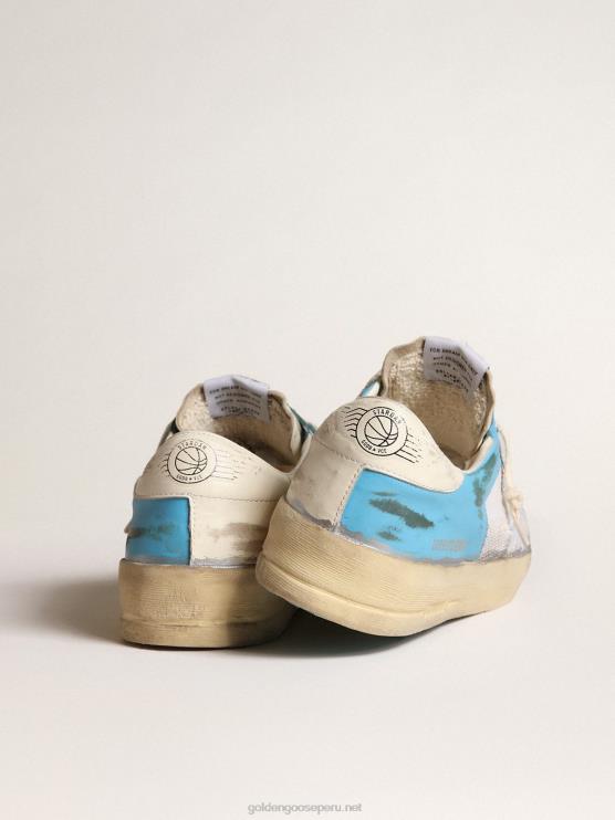 FDVPX612 Golden Goose hombres stardan lab de napa azul claro y malla blanca