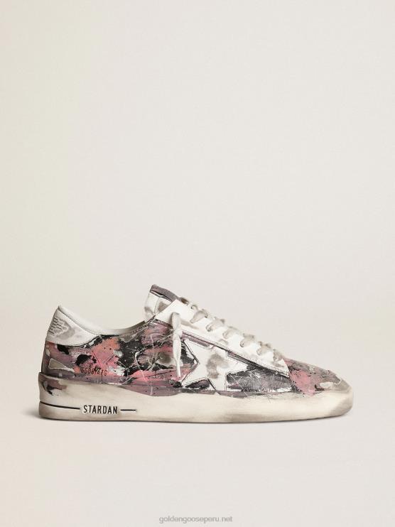 FDVPX674 Golden Goose hombres stardan lab de cuero con salpicaduras de pintura multicolor por toda la superficie