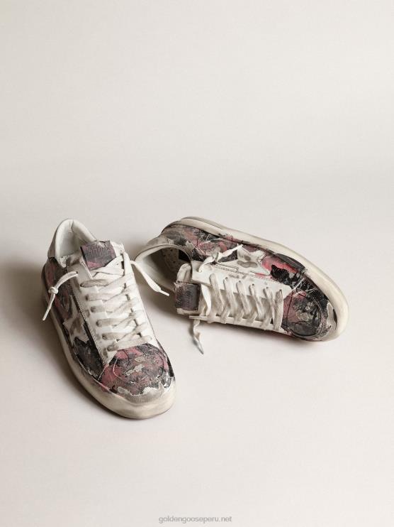 FDVPX674 Golden Goose hombres stardan lab de cuero con salpicaduras de pintura multicolor por toda la superficie