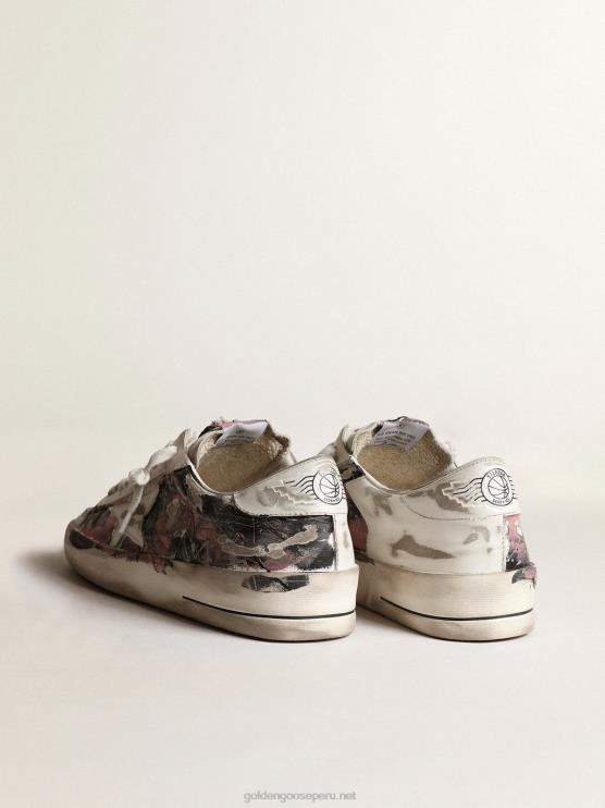 FDVPX674 Golden Goose hombres stardan lab de cuero con salpicaduras de pintura multicolor por toda la superficie