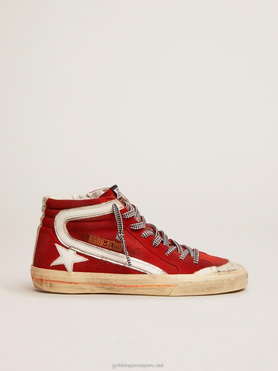 FDVPX540 Golden Goose hombres Zapatillas penstar slide de ante rojo con detalles blancos