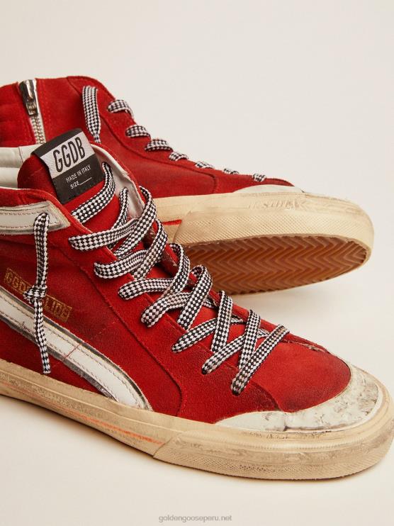FDVPX540 Golden Goose hombres Zapatillas penstar slide de ante rojo con detalles blancos