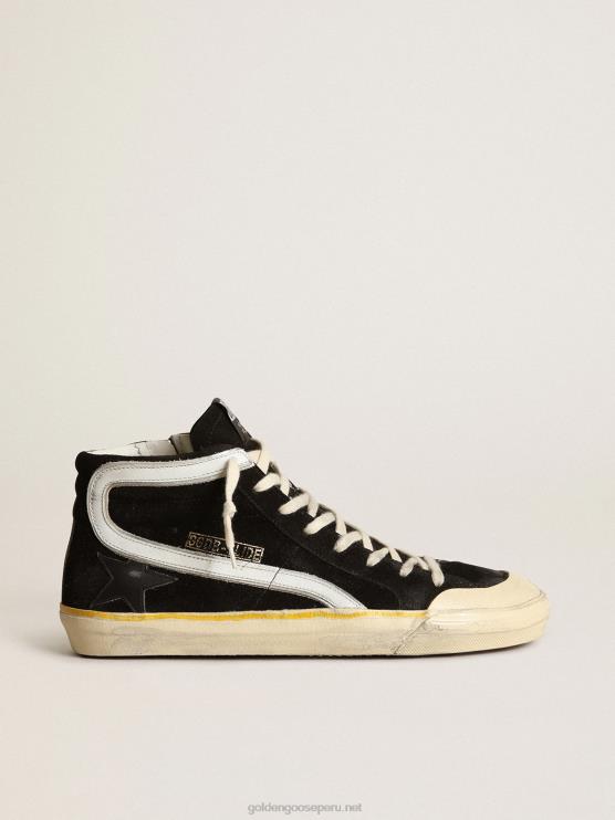FDVPX577 Golden Goose hombres Zapatillas deportivas slide penstar de ante negro con estrella de piel negra y flash de piel blanca