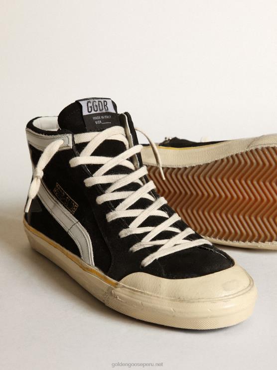 FDVPX577 Golden Goose hombres Zapatillas deportivas slide penstar de ante negro con estrella de piel negra y flash de piel blanca