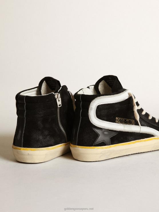 FDVPX577 Golden Goose hombres Zapatillas deportivas slide penstar de ante negro con estrella de piel negra y flash de piel blanca