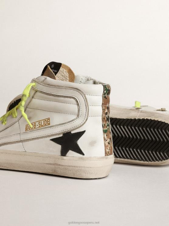 FDVPX600 Golden Goose hombres zapatillas deportivas slide de ante y piel con tira vertical de camuflaje