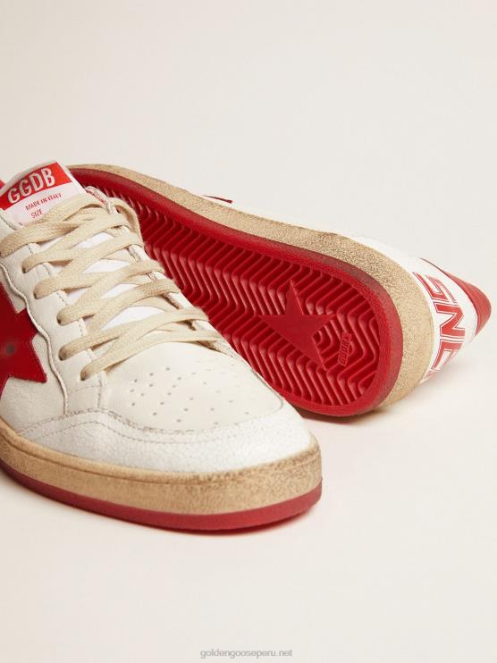 FDVPX503 Golden Goose hombres zapatillas deportivas ball star blancas de piel con estrella roja y refuerzo en el talón