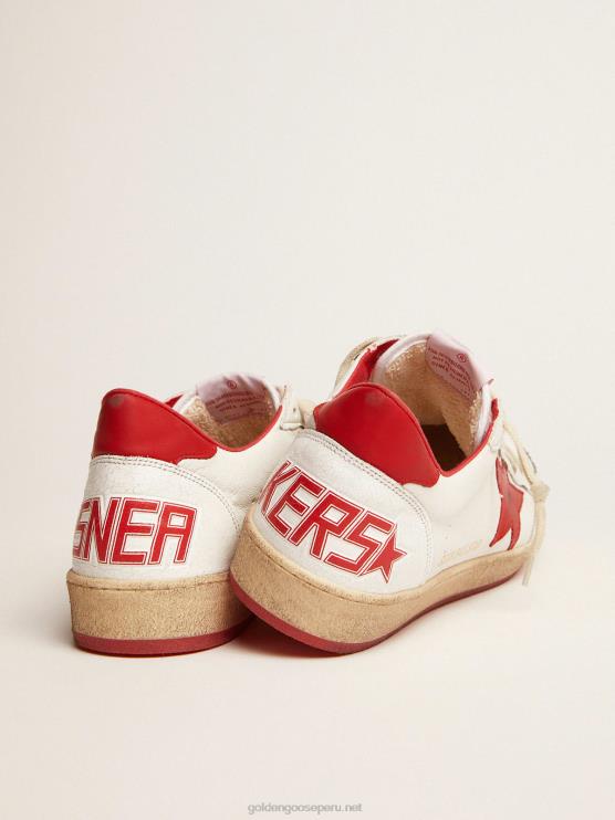FDVPX503 Golden Goose hombres zapatillas deportivas ball star blancas de piel con estrella roja y refuerzo en el talón
