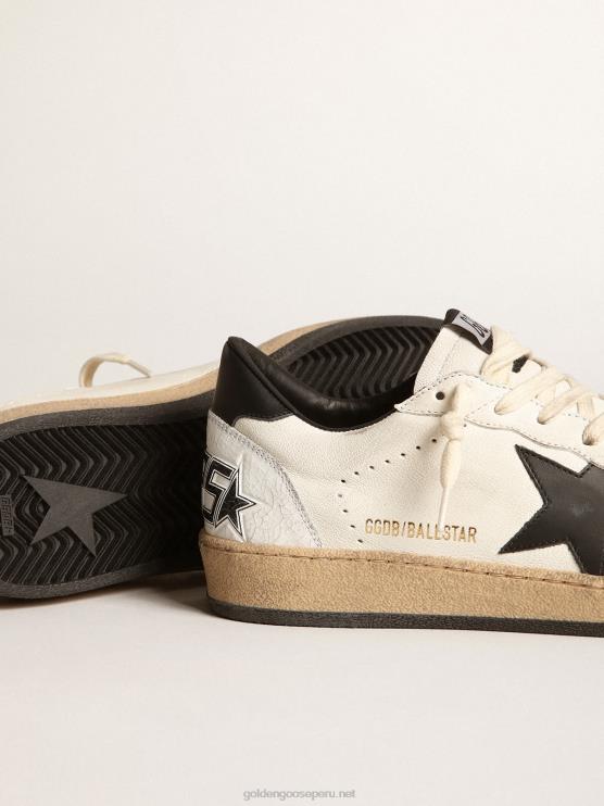 FDVPX516 Golden Goose hombres Zapatillas Ball Star de napa blanca con estrella de cuero negro y refuerzo en el talón