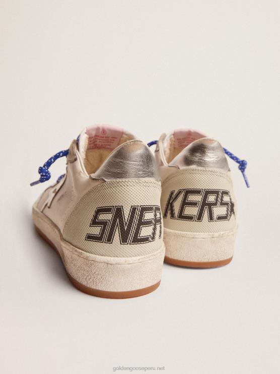 FDVPX535 Golden Goose hombres Zapatillas deportivas ball star ltd de napa blanca con estrella de cuero laminado plateado y refuerzo en el talón