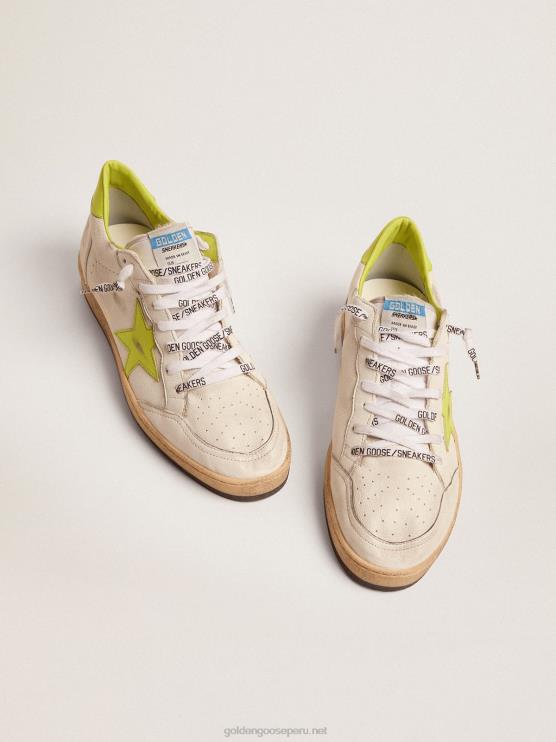 FDVPX545 Golden Goose hombres zapatillas ball star ltd con estrella de cuero verde lima y refuerzo en el talón