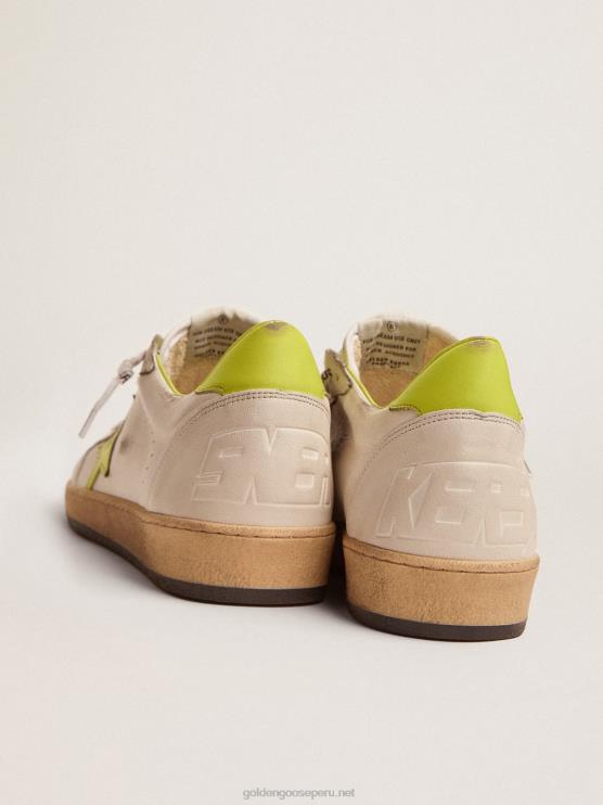 FDVPX545 Golden Goose hombres zapatillas ball star ltd con estrella de cuero verde lima y refuerzo en el talón