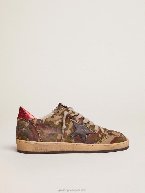 FDVPX560 Golden Goose hombres Zapatillas Ball Star de tejido ripstop de camuflaje con estrella de piel azul medianoche