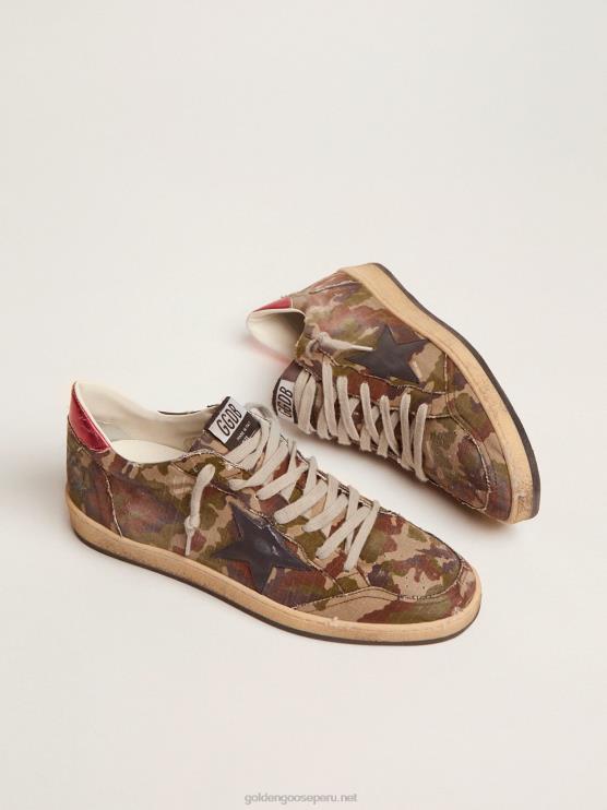 FDVPX560 Golden Goose hombres Zapatillas Ball Star de tejido ripstop de camuflaje con estrella de piel azul medianoche