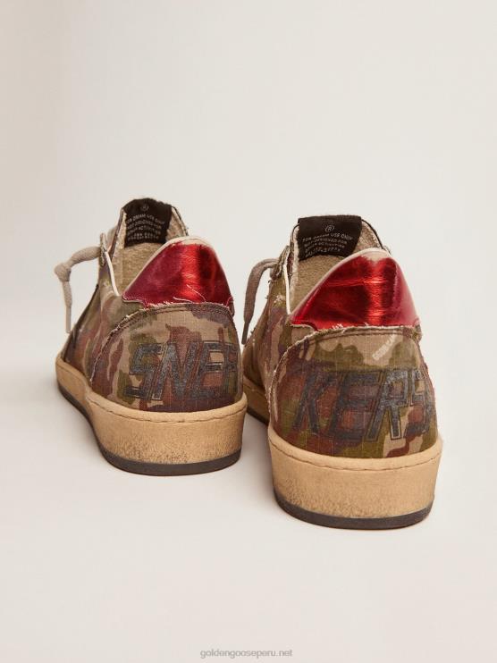 FDVPX560 Golden Goose hombres Zapatillas Ball Star de tejido ripstop de camuflaje con estrella de piel azul medianoche