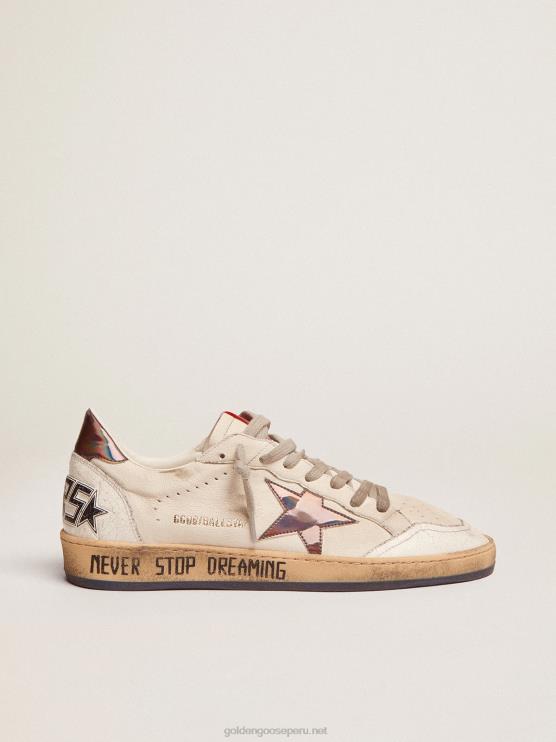 FDVPX601 Golden Goose hombres zapatillas ball star de napa con inserciones holográficas y texto en la suela