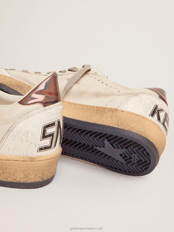 FDVPX601 Golden Goose hombres zapatillas ball star de napa con inserciones holográficas y texto en la suela