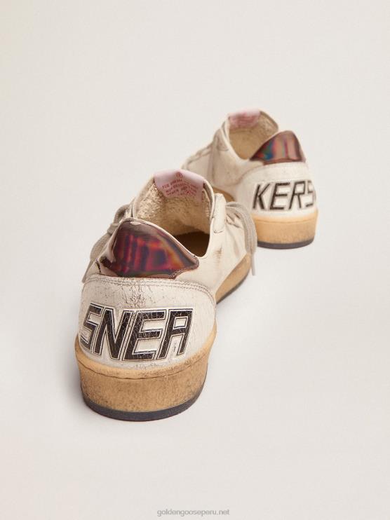 FDVPX601 Golden Goose hombres zapatillas ball star de napa con inserciones holográficas y texto en la suela