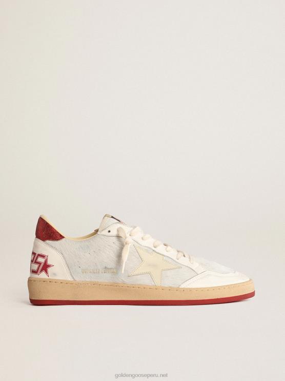 FDVPX619 Golden Goose hombres ball star ltd cny en piel de potro blanca con estrella de cuero