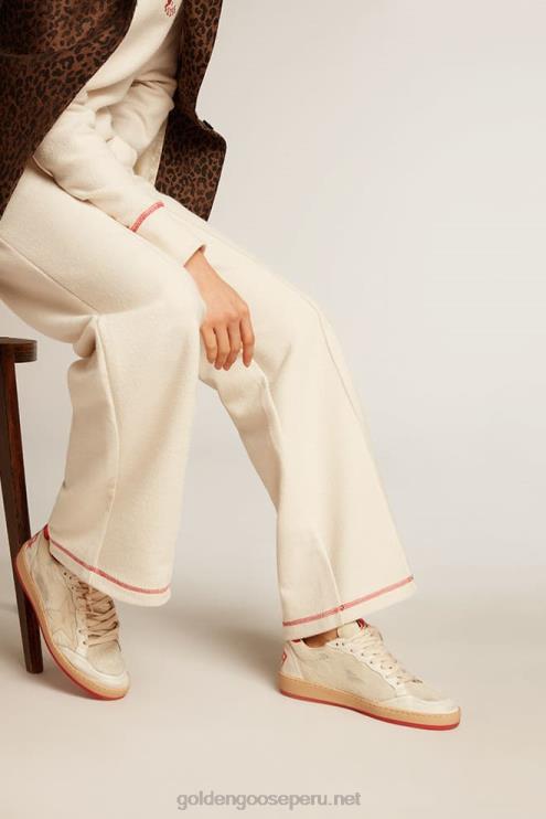 FDVPX619 Golden Goose hombres ball star ltd cny en piel de potro blanca con estrella de cuero