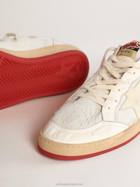 FDVPX619 Golden Goose hombres ball star ltd cny en piel de potro blanca con estrella de cuero