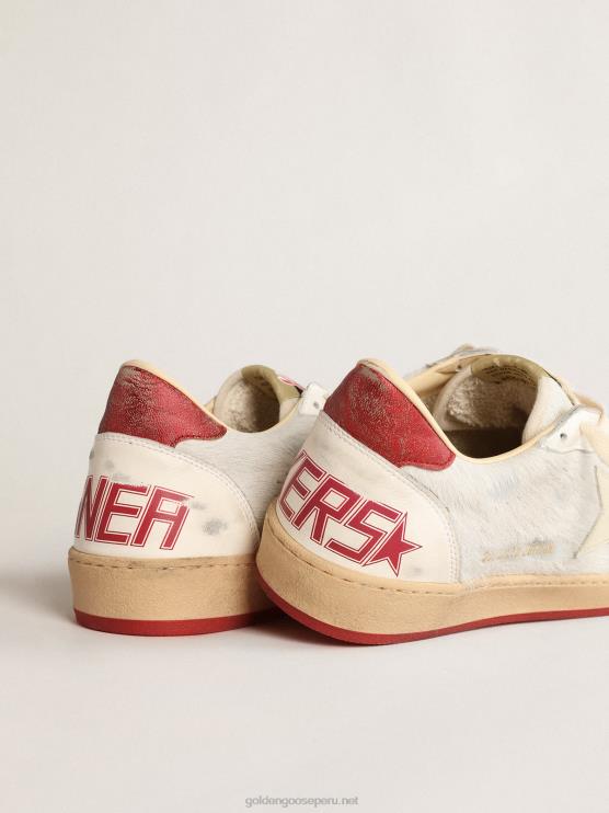 FDVPX619 Golden Goose hombres ball star ltd cny en piel de potro blanca con estrella de cuero